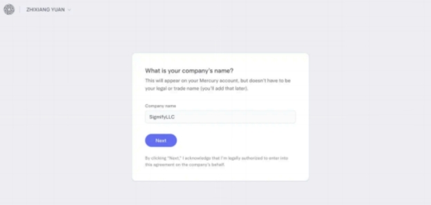Pantalla de registro de Mercury (verificación de correo)