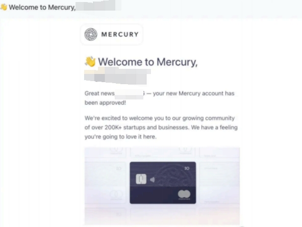 Correo de aprobación y captura del panel de Mercury